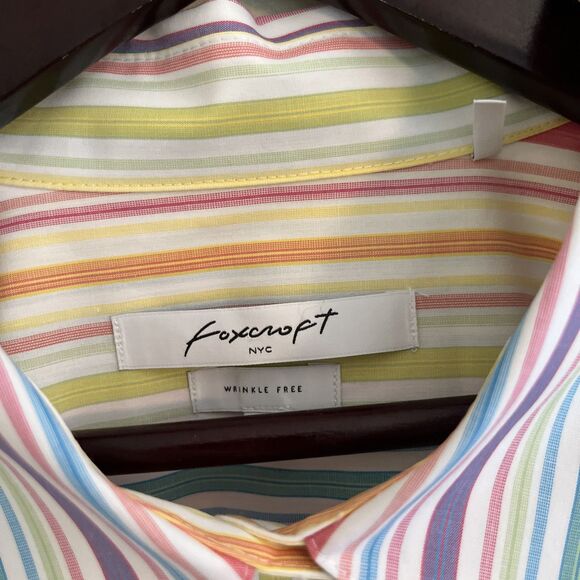 FOXCROFT Meghan No Iron Pinpoint Long Sleeve Shirt, Rainbow Pastel Stripe- 16 - Picture 5 of 11